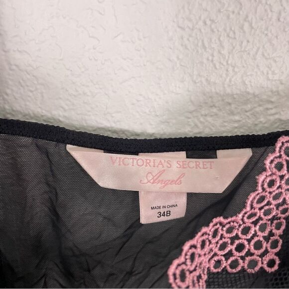 Victoria’s Secret Black Sheer with Pink Detail Lingerie Slip Dress - Picture 7 of 7